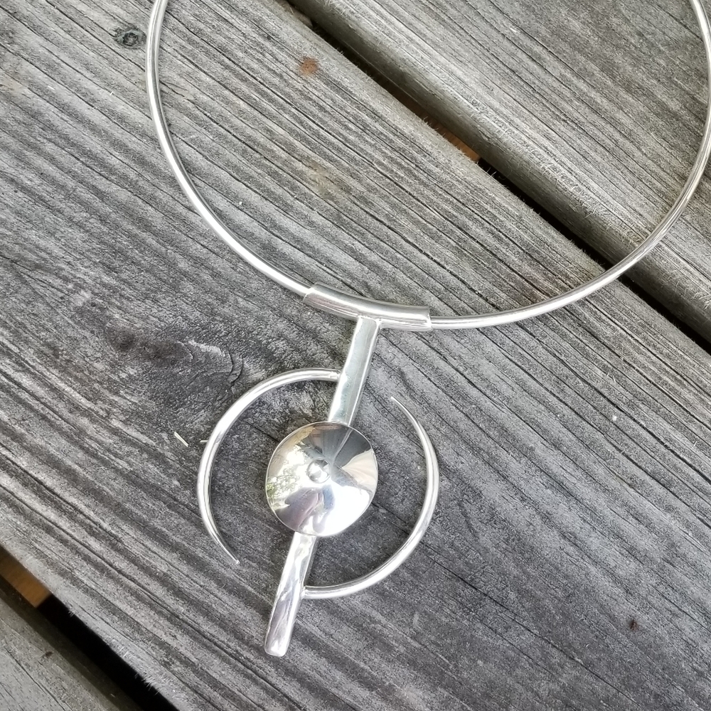 Sterling silver on brass choker collar necklace … - Picture 3 of 7